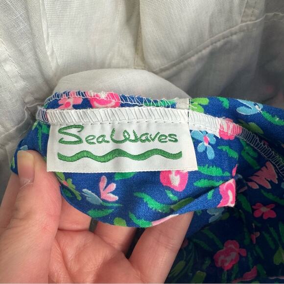 Vintage Seawaves Blue & Pink Floral Swimsuit Romper Size 8 - Picture 9 of 9